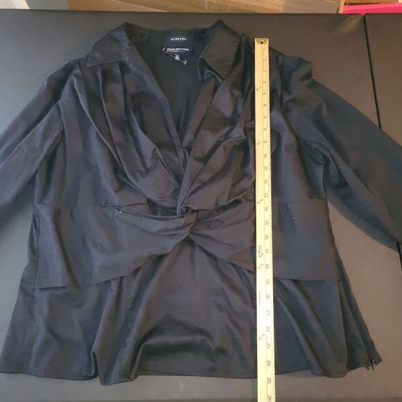 Jones New York Black Twist Stretch Blouse 2X - Picture 7 of 10